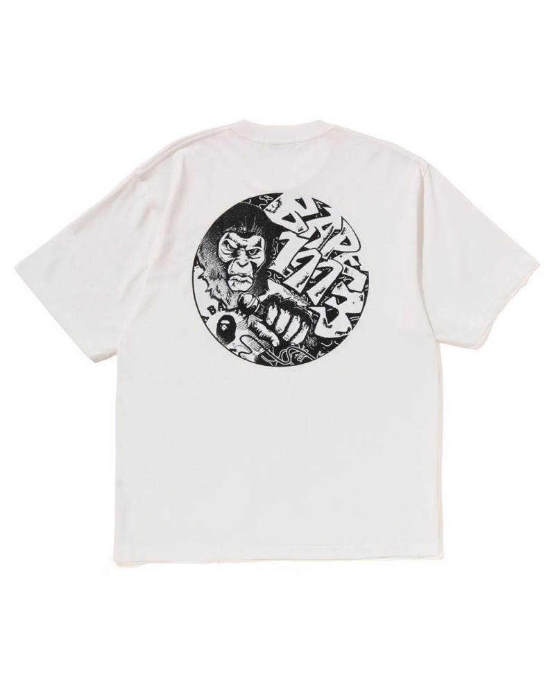 T Shirts Bape Comics Graphique Blanche Homme | OYS-94302204